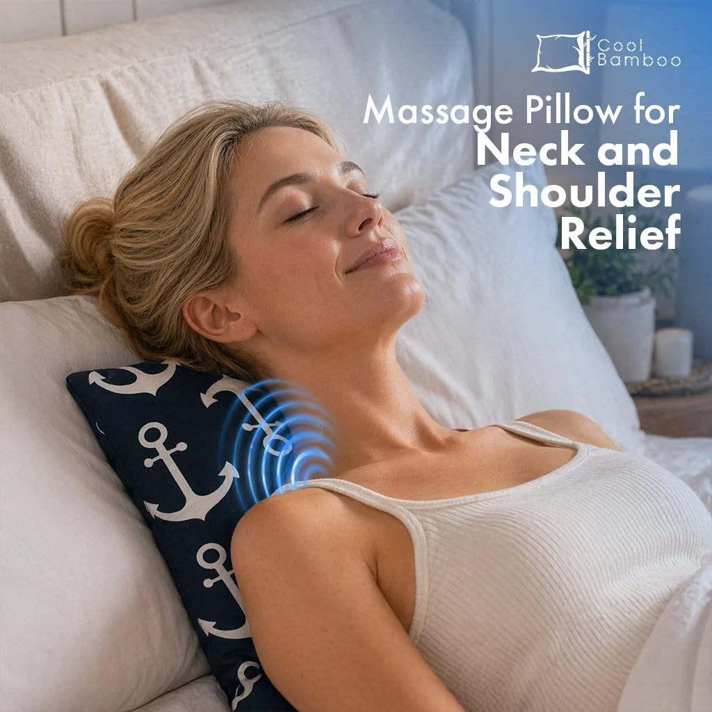 Massage Pillow with Vibration| Bamboo Fabric: USB-C & Battery Powered