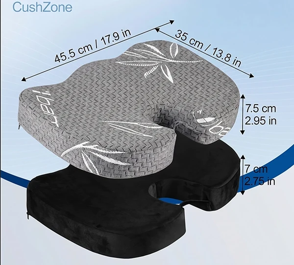 Bamboo Memory Foam Seat Cushion, Ergonomic & Pressure Relief