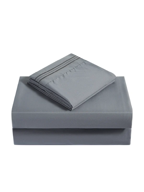 Grey Bamboo Pillow Cases Sets - Wrinkle-Free Pillowcase for Bamboo Comfort
