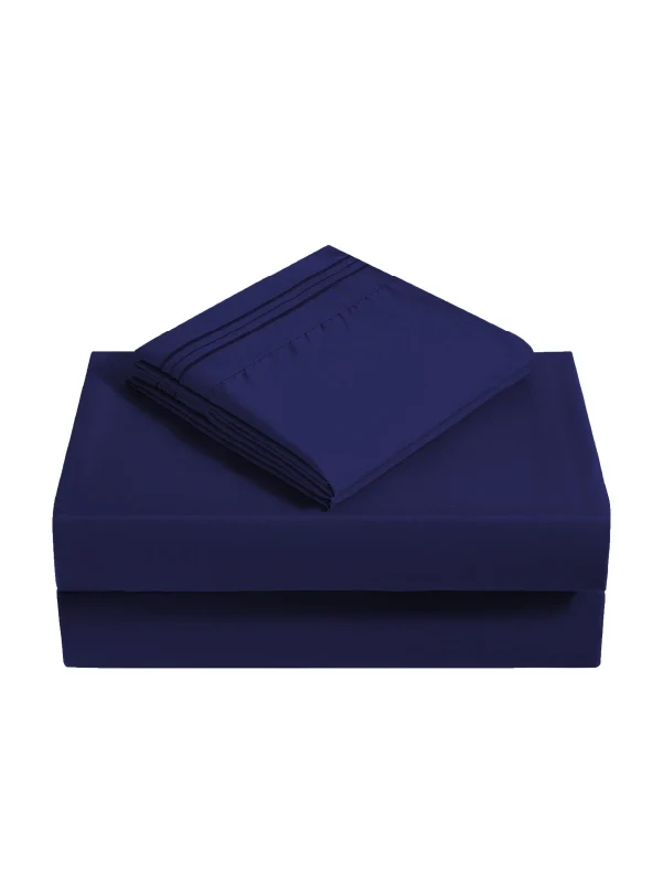 Navy Blue Bamboo Pudebetræk Sæt - Krølfri & Bløde Pudebetræk