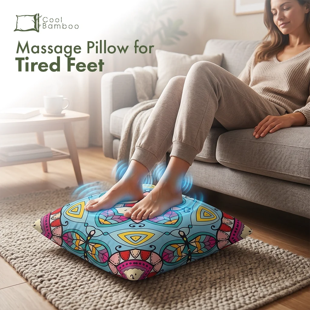 Massage Pillow with Vibration| Bamboo Fabric: USB-C & Battery Powered