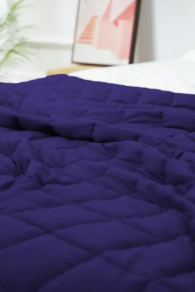 Queen Size Weighted Blanket - Cool Bamboo Navy Blue Heavy Comforter for Better Sleep