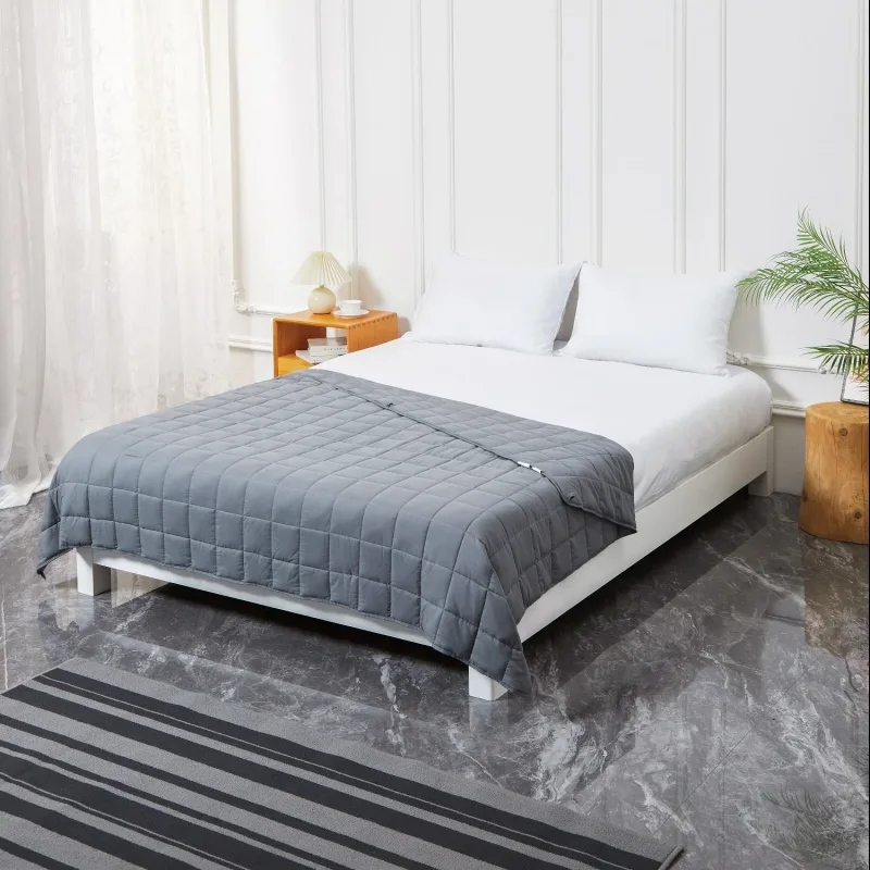 Best Weighted Blanket King Size - Cool Bamboo Gray Comforter for Deep Relaxation