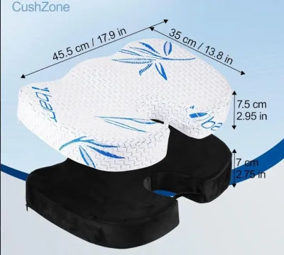 Bamboo Memory Foam Seat Cushion, Ergonomic & Pressure Relief