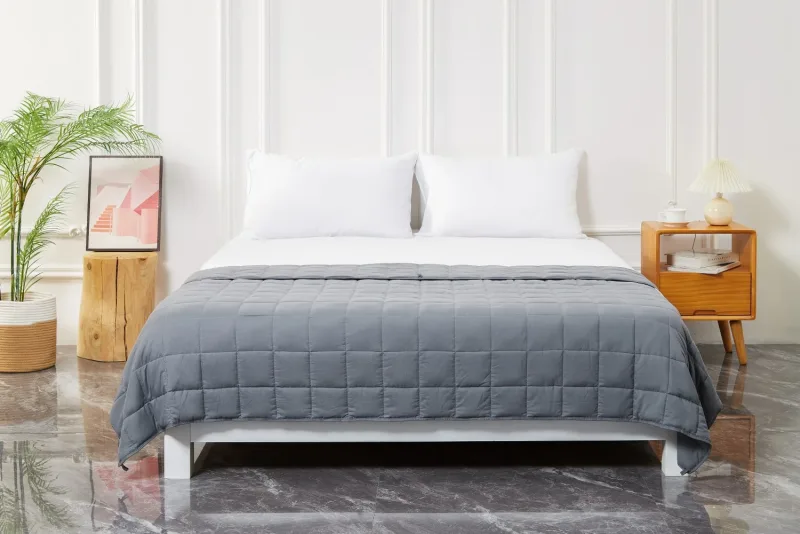Best Weighted Blanket King Size - Cool Bamboo Gray Comforter for Deep Relaxation