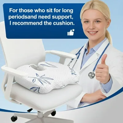 Bamboo Memory Foam Seat Cushion, Ergonomic & Pressure Relief