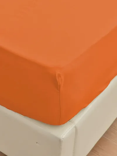 Bamboo-Bettlaken in Gebranntem Orange – Kühlender Komfort für moderne Schlafzimmer