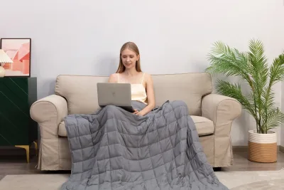 Best Weighted Blanket King Size - Cool Bamboo Gray Comforter for Deep Relaxation