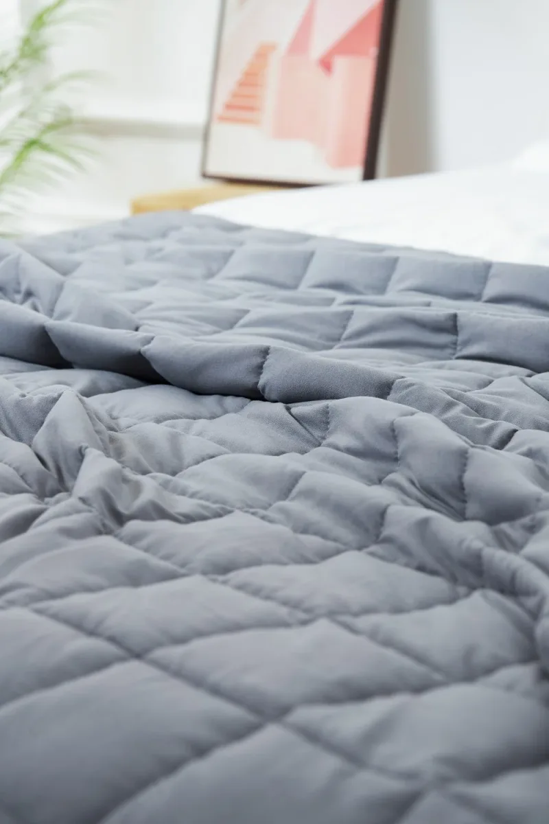 Best Weighted Blanket King Size - Cool Bamboo Gray Comforter for Deep Relaxation