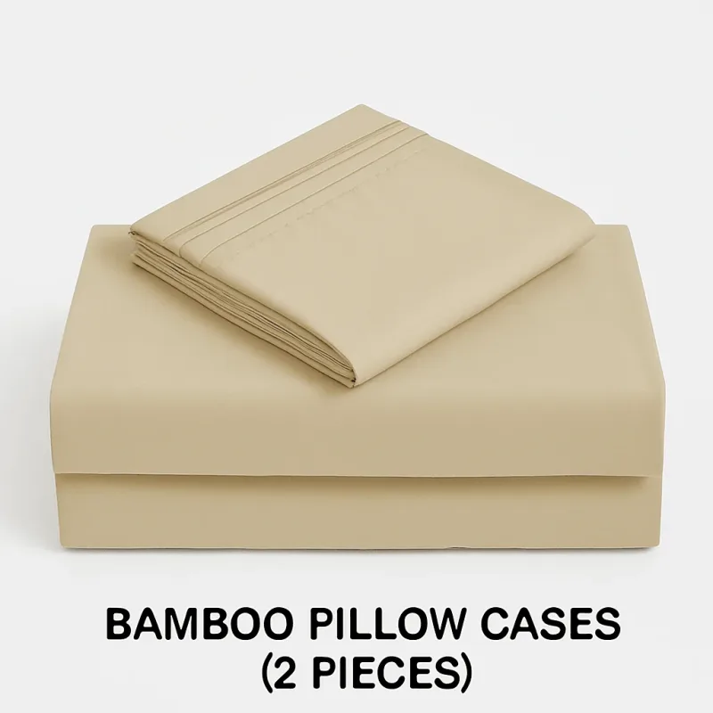 Juego de fundas de almohada de bambú beige: funda suave y sin arrugas para bambú
