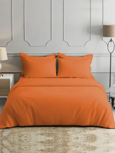 Bamboo-Bettlaken in Gebranntem Orange – Kühlender Komfort für moderne Schlafzimmer