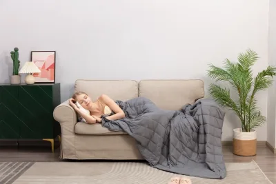 Best Weighted Blanket King Size - Cool Bamboo Gray Comforter for Deep Relaxation