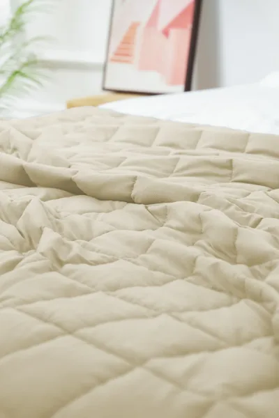 King Size Weighted Blanket - Cool Bamboo Beige Weighted Comforter for All Seasons