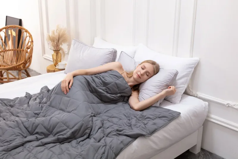 Best Weighted Blanket King Size - Cool Bamboo Gray Comforter for Deep Relaxation