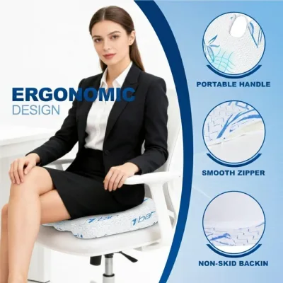 Bamboo Memory Foam Seat Cushion, Ergonomic & Pressure Relief