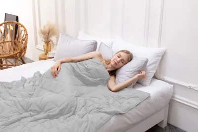 Queen Size Weighted Comforter - Cool Bamboo Silver Heaviest Blanket for Quality Sleep